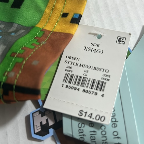 NWT Minecraft Boys Size XS4/5 Pijamas Set - Picture 4 of 4